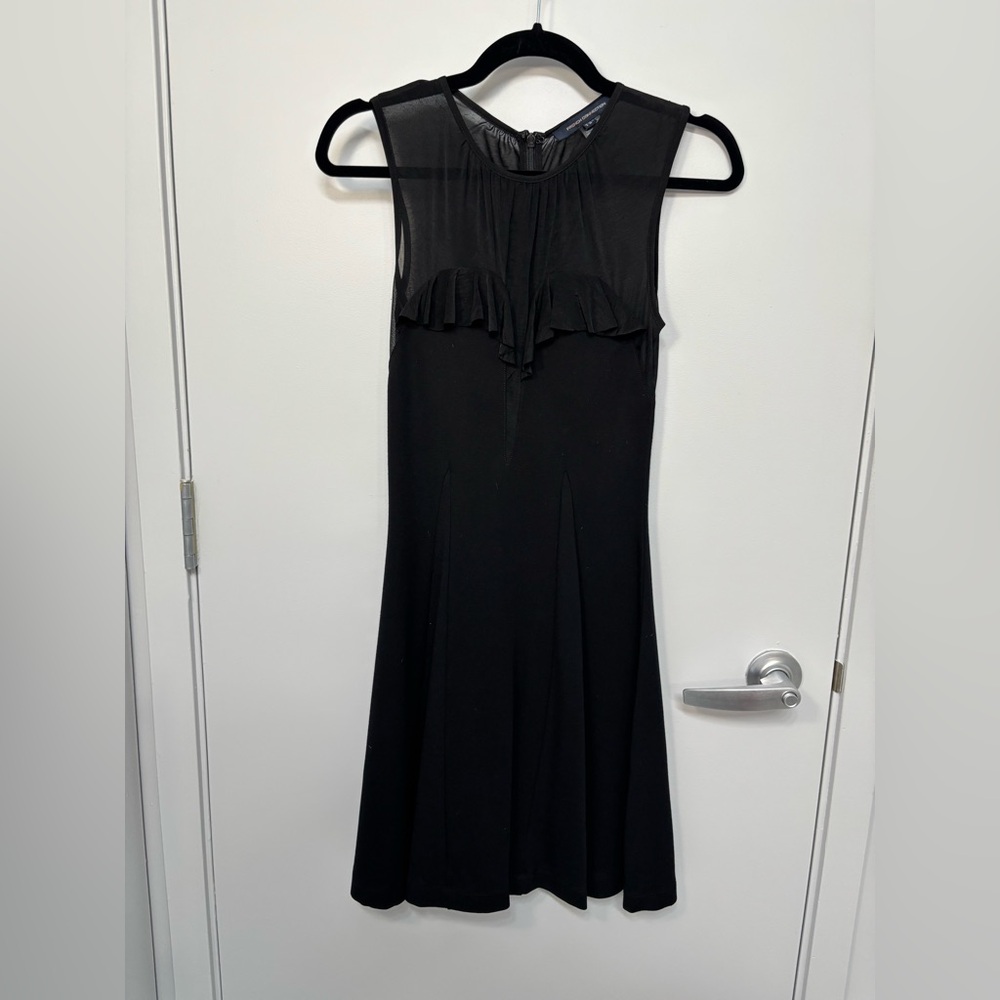 French Connection Black Meshy Mini Dress